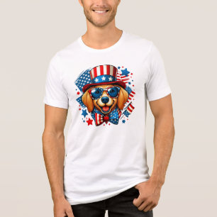 4th of July USA Patriotic Dog Independence Day Tri-Blend Shirt