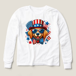 4th of July USA Patriotic Dog Independence Day Tri-Blend Shirts