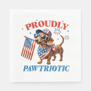 4th of July USA Patriotic Dog Proudly Napkins