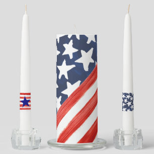 4th of July USA Patriotic Party American Flag Unity Candle Set