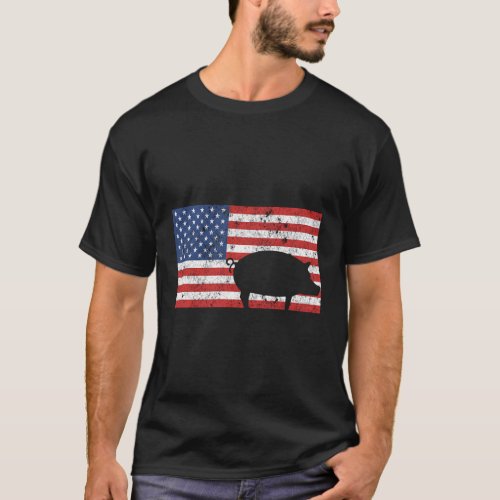 4Th Of July Usa Patriotic Pig Farm Farming Farmer T_Shirt