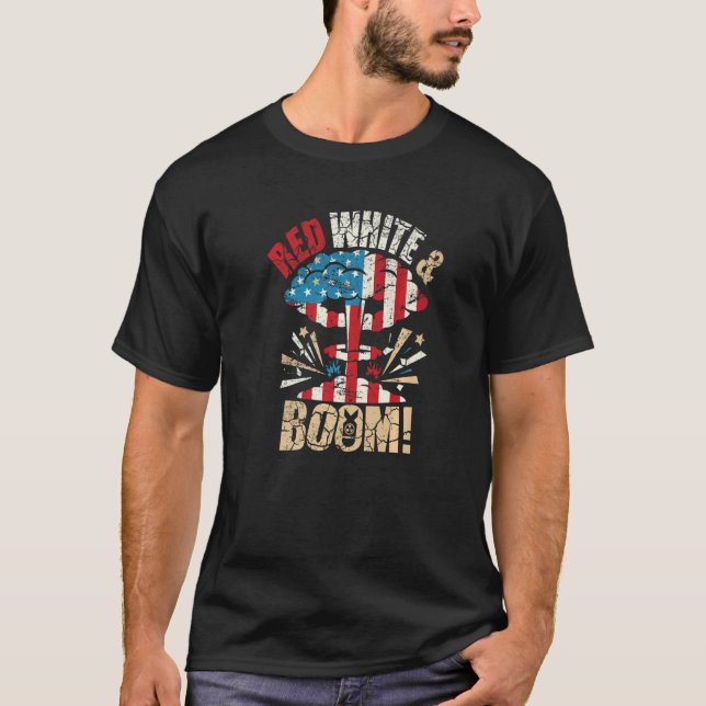 4th Of July Usa Patriotic Red White And Boom Flag T-Shirt (Front)