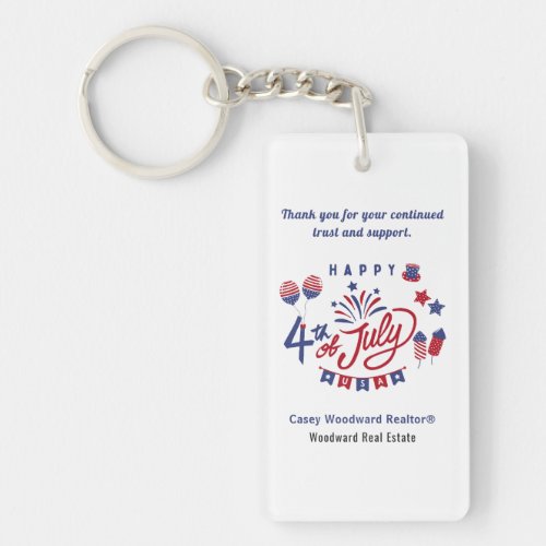 4th of July USA  Realtor Marketing Appreciation  Keychain