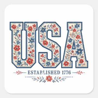 4th of July USA Square Sticker