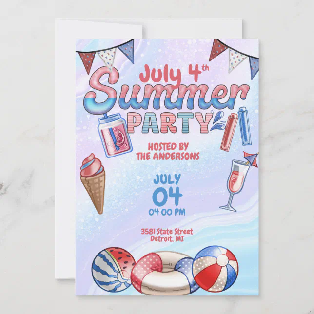 4th of July USA Summer Pool Party Invitation | Zazzle