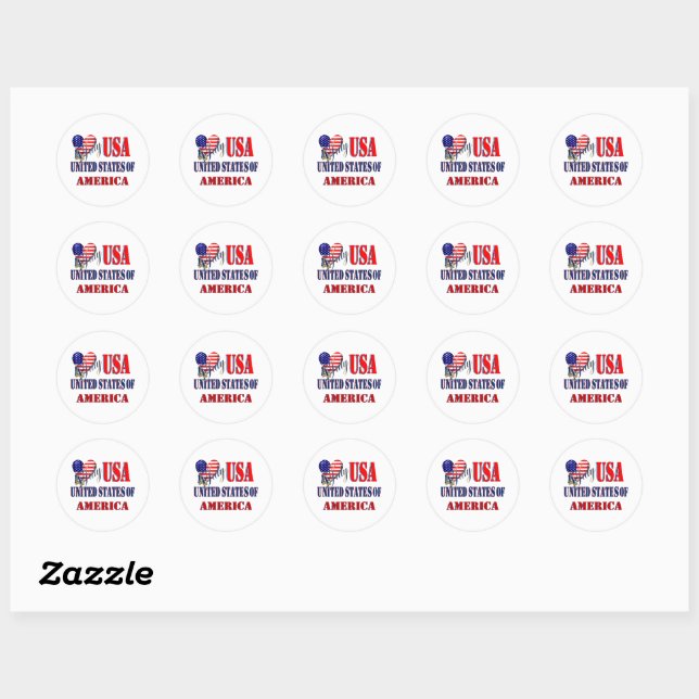 4th of July USA T-Shirt Classic Round Sticker (Sheet)