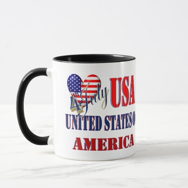 4th of July USA T-Shirt Classic Round Sticker Coff Mug (Left)