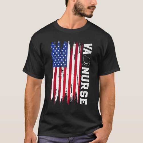 4th Of July Va Nurse American Flag Patriotic Nurse T_Shirt