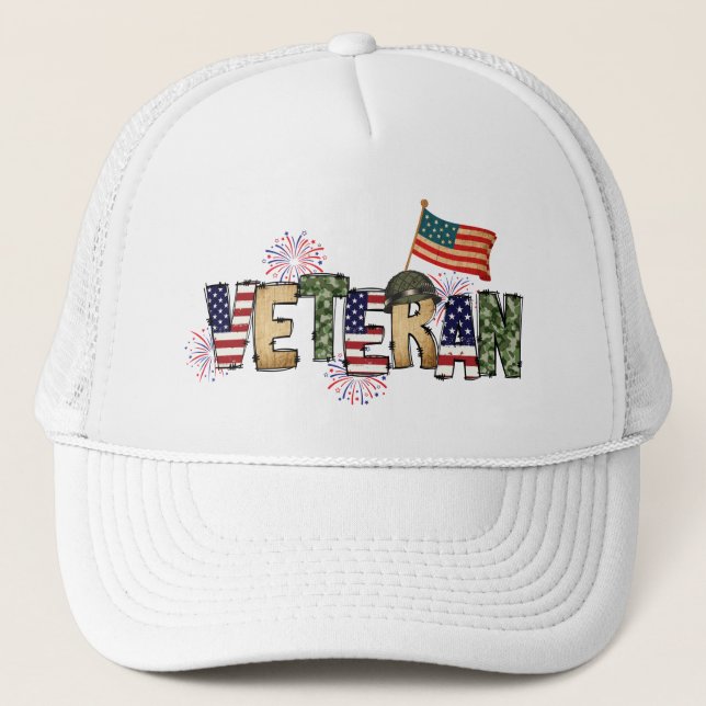 4th of July Veterans Trucker Hat (Front)