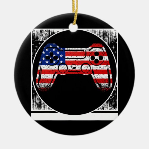 4th Of July Video Game America Flag Independence Ceramic Ornament