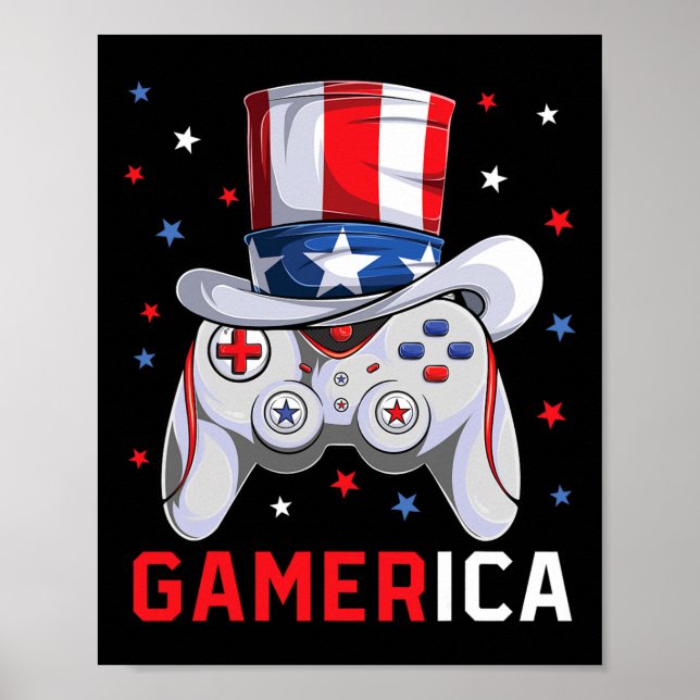 4th Of July Video Game American Flag Uncle Sam Gam Poster (Front)
