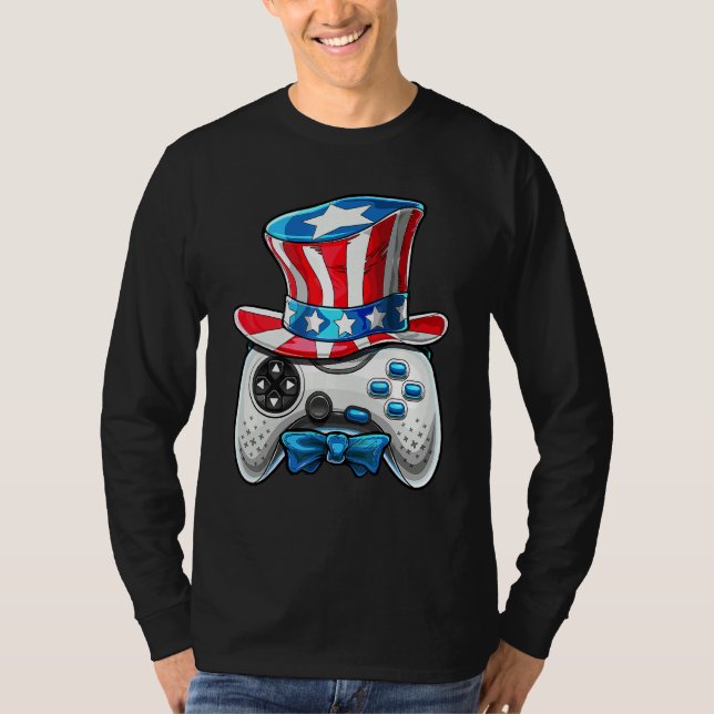 4th Of July Video Game American Flag Uncle Sam Gam T-Shirt (Front)