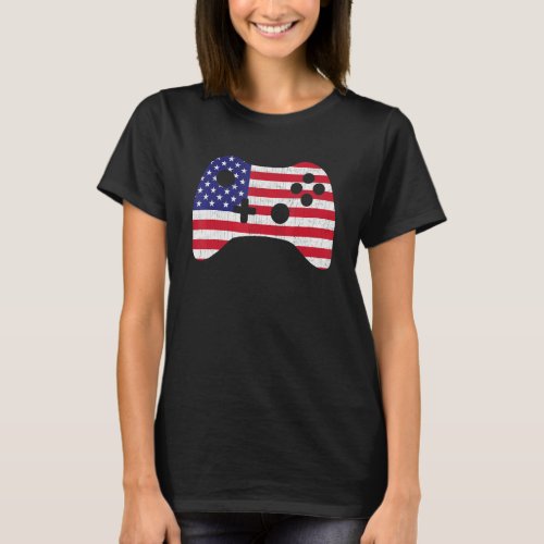4th Of July Video Game American Flag Video Game Co T_Shirt