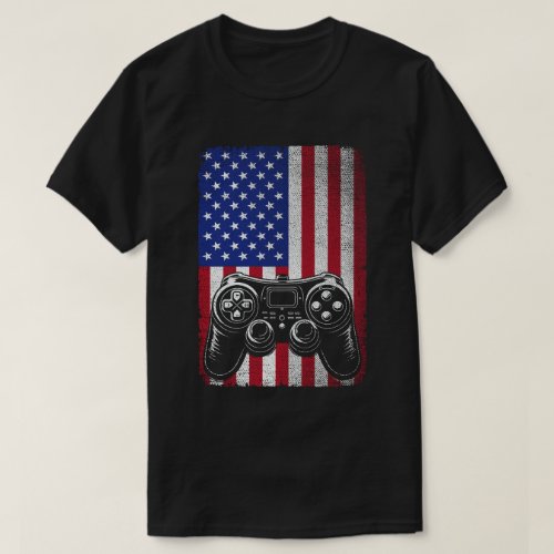 4th Of July Video Game Gamer USA American Flag T_Shirt
