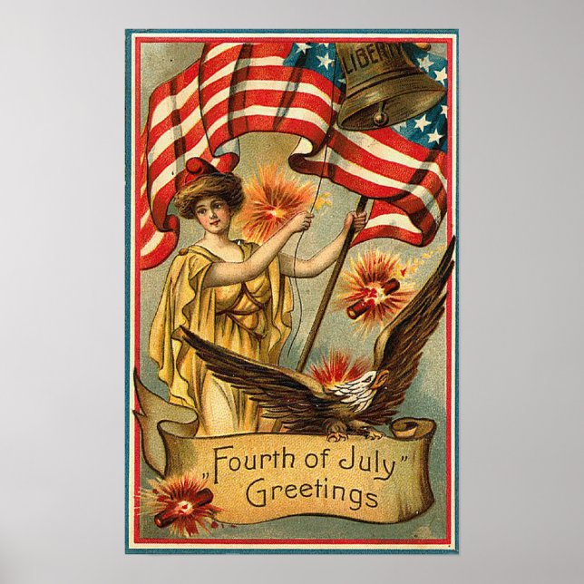 4th of July - Vintage Art Poster (Front)