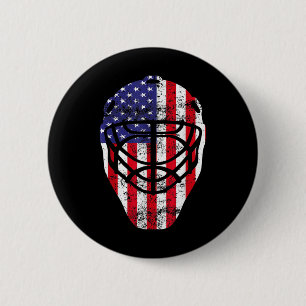 4th of July Vintage Hockey Goalie Mask American Fl Button