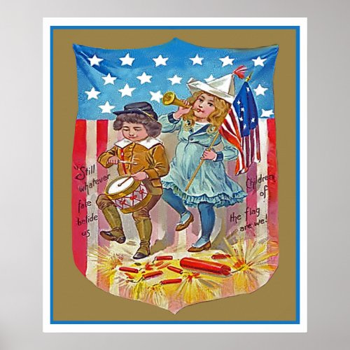 4th of july vintage kids poster