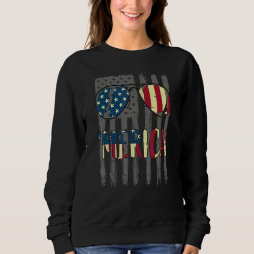 4th Of July Vintage Usa Flag Sunglasses Merica 4th Sweatshirt