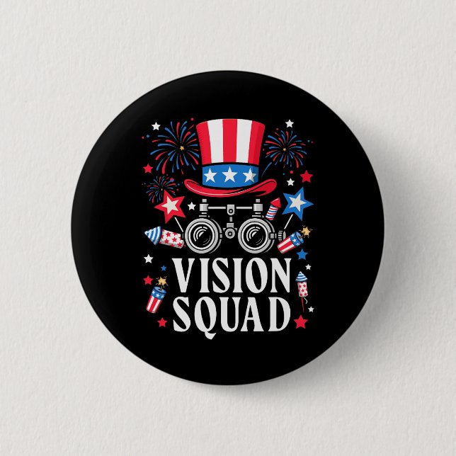 4th Of July Vision Squad Optometry Optician Optome Button (Front)