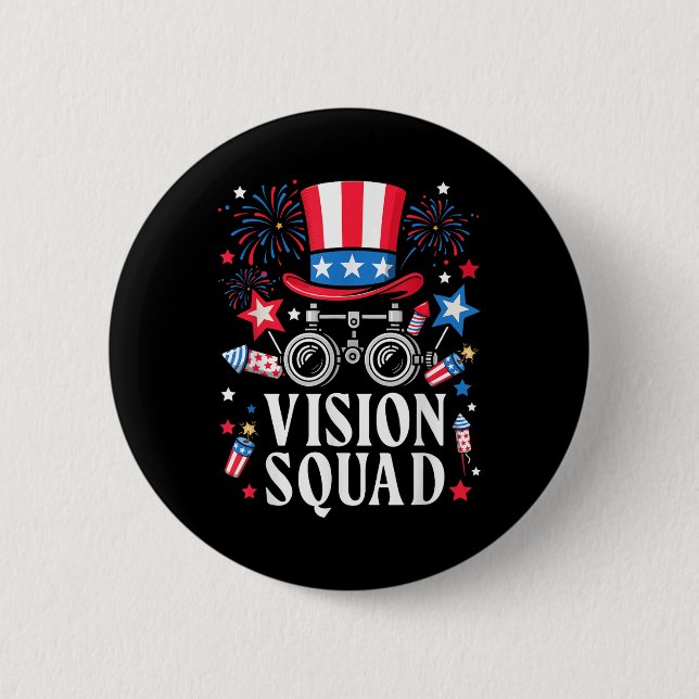 4th Of July Vision Squad Optometry Optician Optome Button (Front)