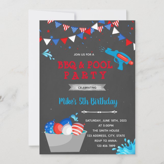 4th of July water balloon party Invitation (Front)