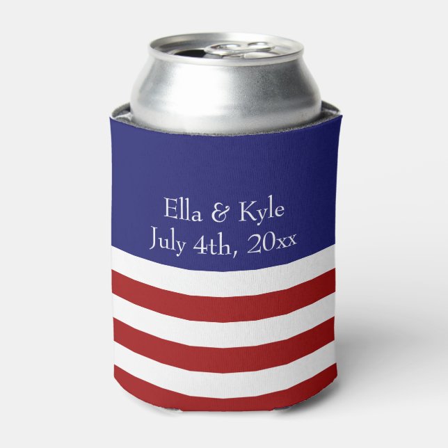 4th of July Wedding Favor Can Cooler (Can Front)