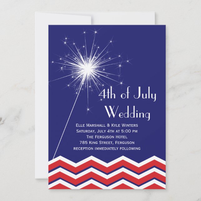 4th of July Wedding Invitation with Chevrons (Front)