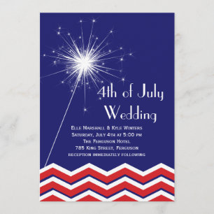 4th of July Wedding Invitation with Chevrons