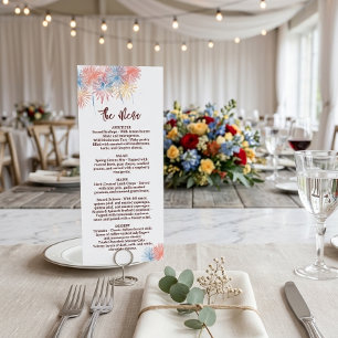 4th of July  Wedding Menu, Minimalist Menu