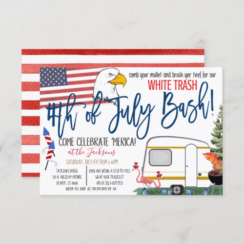 4th of July White Trash Bash Invitation