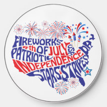 4th of July Wireless Charger – USA Map Fireworks D