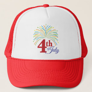 4th of July with Colorful Fireworks Trucker Hat