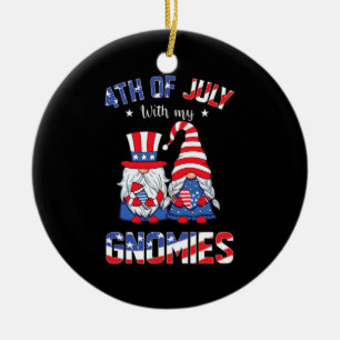 4th Of July With My Gnomies Patriotic Gnome Ceramic Ornament