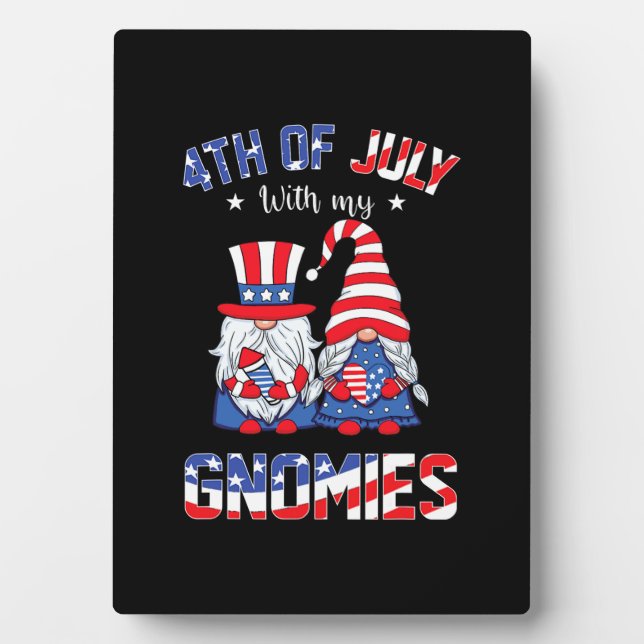4th Of July With My Gnomies Patriotic Gnome Plaque (Front)