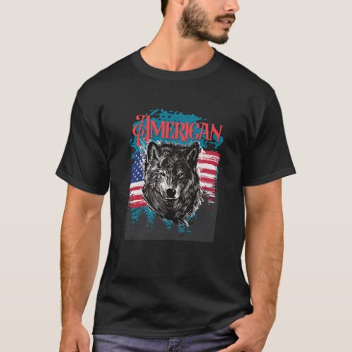 4th of July wolf usa flag shirt American Patriotic