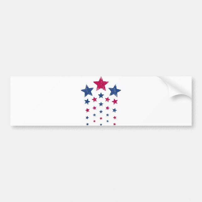 4th of July Women Men Kids Cute USA Patriotic Star Bumper Sticker (Front)