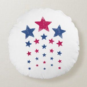 4th of July Women Men Kids Cute USA Patriotic Star Round Pillow