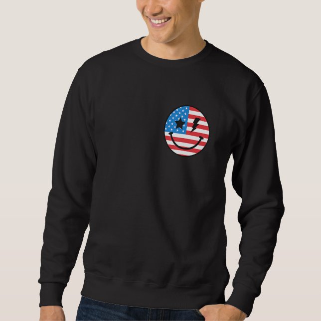 4th Of July Women Men Party In Usa Smile Face 2 Si Sweatshirt (Front)
