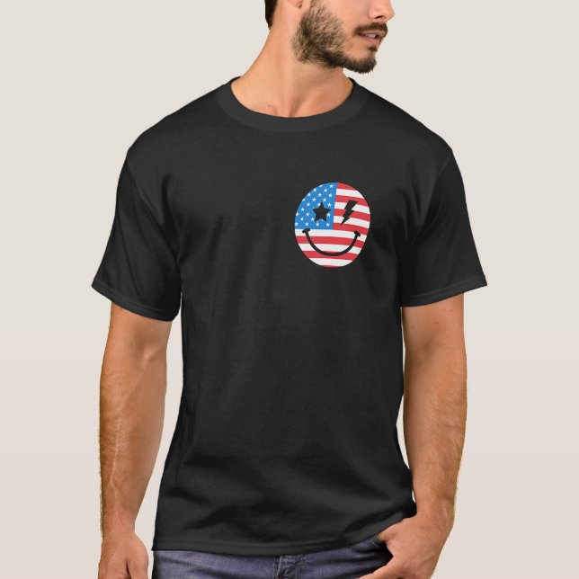4th Of July Women Men Party In Usa Smile Face 2 Si T-Shirt (Front)