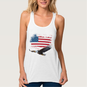 4th of July Womens White Razor Back Tank Top. Top