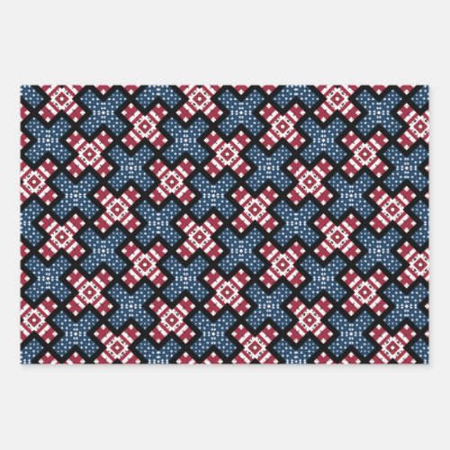 4th of July Wrapping Paper Flat Sheet Set of 3