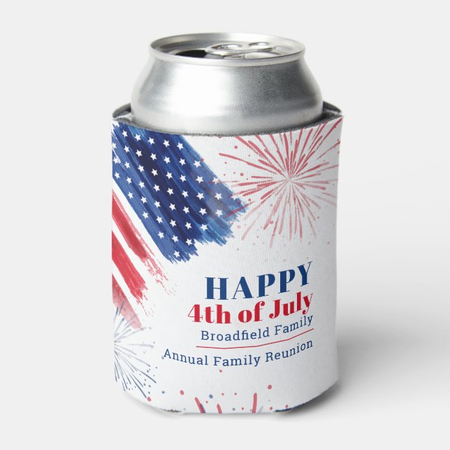 4th ofJuly Independence Day Family Reunion Can Cooler (Can Front)
