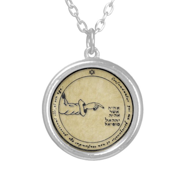 4th Pentacle of the Moon DEFEND/PROTECT FROM EVIL Silver Plated Necklace (Front)