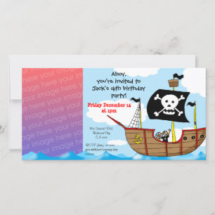 4th pirate birthday boy party invitations