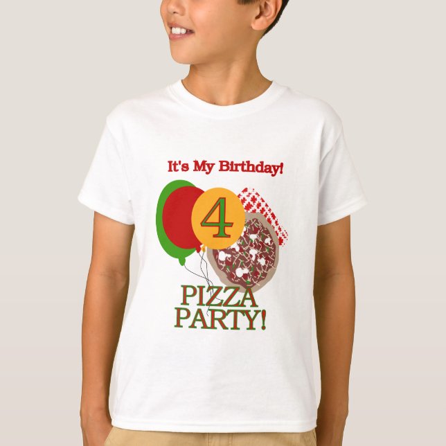 4th Pizza Party Birthday Tshirts and Gifts (Front)