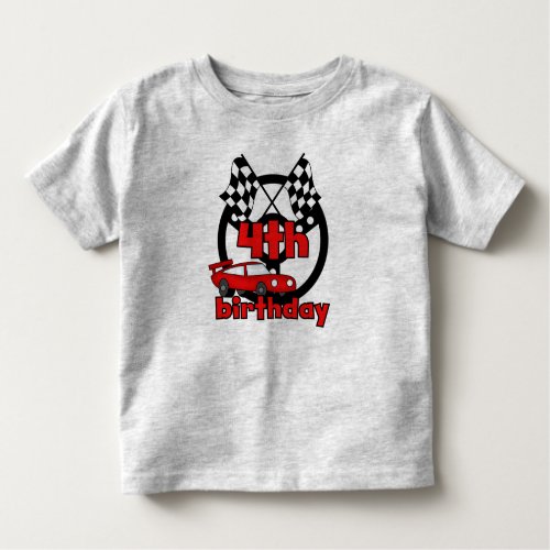 4th Race Car Birthday Toddler T_shirt