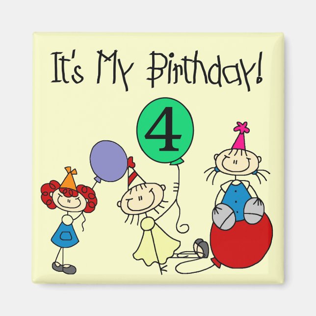 4th Stick Kids Party Birthday Tshirts and Gifts Magnet (Front)