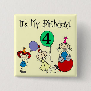 4th Stick Kids Party Birthday Tshirts and Gifts Pinback Button