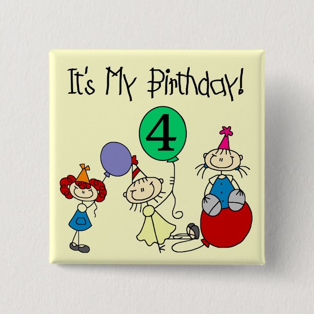 4th Stick Kids Party Birthday Tshirts and Gifts Pinback Button (Front)