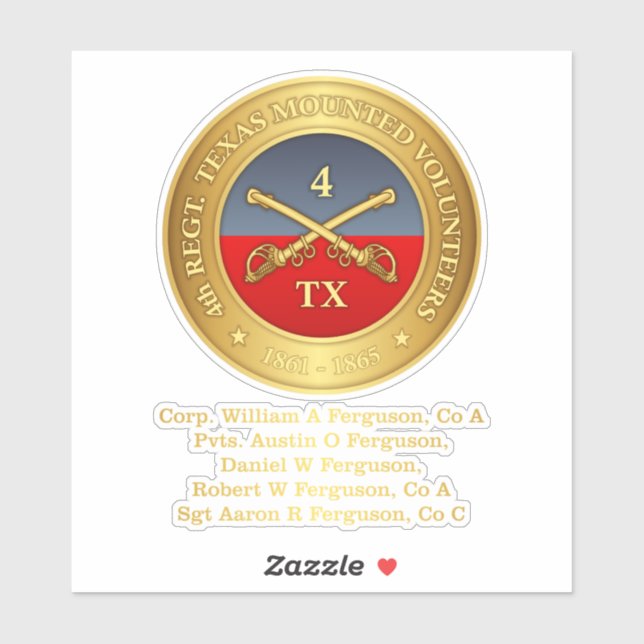 4th Texas Cavalry (Ferguson) Sticker (Sheet)